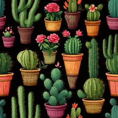Zelfklevend Fotobehang Cactus in pot cacti in a market