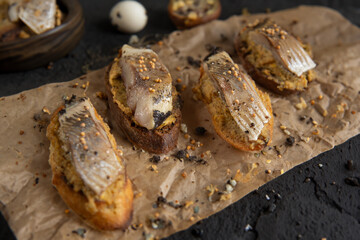 bruschetta with herring and mustard 