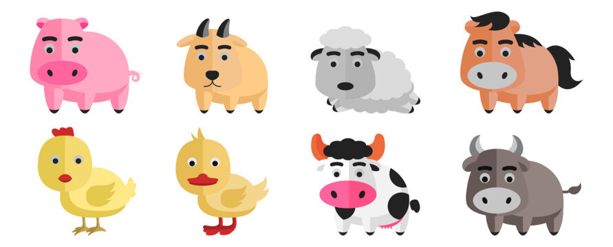 Clipart set of livestock with cute design
