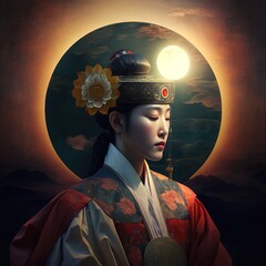 Fictional character, Portrait of moon goddess Generative AI