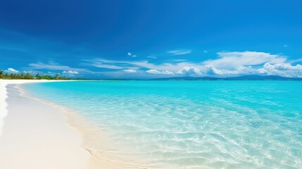 Obraz premium The beach is by the sea. AI generated