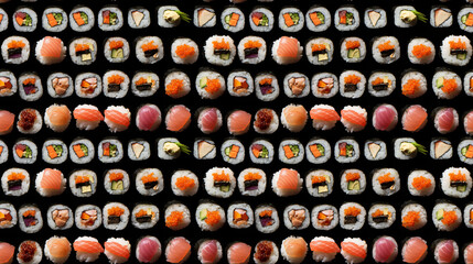 motif répétitif composé de sushis et sashimis