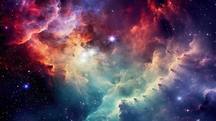 Colorful space galaxy cloud, nebula. Abstract background. Generative AI