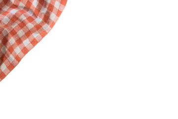 Part of orange  checkered napkin, red and white untucked with transparencies, PNG format	

