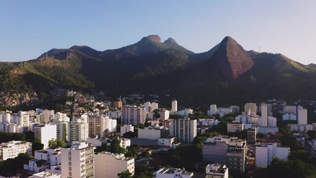 Aerial view of Pedra do Graja&uacute;, in the Tijuca Forest National Park. The northern zone of Rio de Janeiro is home of large green area of Atlantic rainforest, an attraction for leisure and entertainment