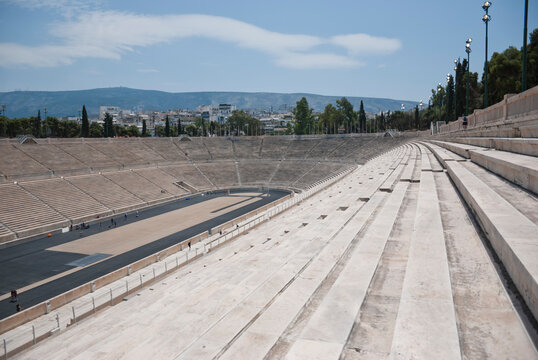 Athens, Greece / April 2025: The Panathenaic stadium, Kallimarmaro