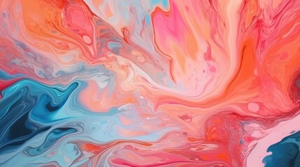 Colorful pastel paint swirl, of red blue marbles. abstract background