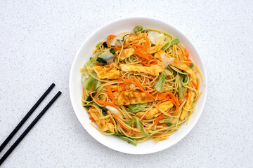 Chinese-styled fried noodle. Asian cuisine