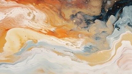 Fototapeta premium Colorful pastel swirl of black and brown marble, abstract background. Generative AI