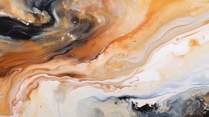 Colorful pastel swirl of black and brown marble, abstract background. Generative AI