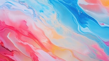 Colorful pastel swirl of blue and pink marble, abstract background. Generative AI
