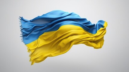 The Ukrainian flag waving isolated on a white background. The flag of Ukraine on a white background. The national flag of Ukraine. Generative AI