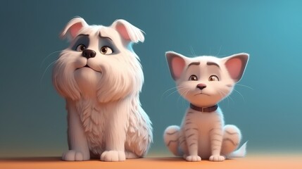 Adorable dog and cat together. Created with Generative AI.	
