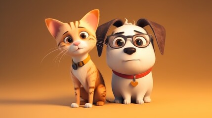Adorable dog and cat together. Created with Generative AI.	
