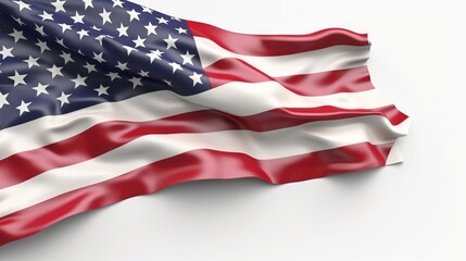 Obraz premium American flag waving isolated on white background. The USA flag on a white background. National flag of USA. Generative AI