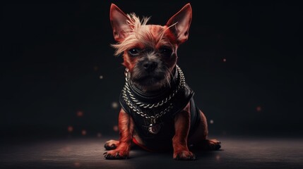 cute dog in punk rock style. Created with Generative AI.