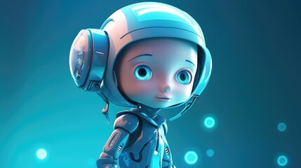 cute girl cartoon characters wearing futuristic clothes. Created with Generative AI.