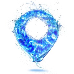 Fototapeta na wymiar Location symbol from clean blue water splashes