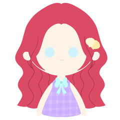  2D drawing of children girls. faces of girls on white background.