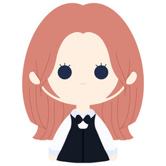  2D drawing of children girls. faces of girls on white background.