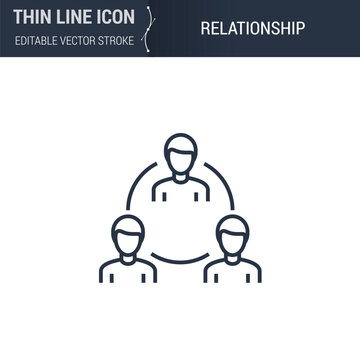 Relationship Symbol Icon. Sleek Thin Line Business Icon. Stroke Pictogram Graphic for Web Design. High-Quality Outline Symbol Concept. Premium Monoline Aesthetic. Simple and Elegant Logo Design.