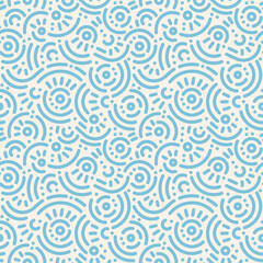 Seamless doodle geometric pattern. Abstract modern background with circles and curves. Hipster Memphis style.