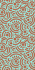 Fototapeta premium Seamless doodle geometric pattern. Abstract modern background with circles and curves. Hipster Memphis style.
