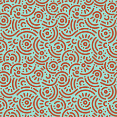 Seamless doodle geometric pattern. Abstract modern background with circles and curves. Hipster Memphis style.