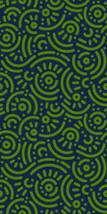 Seamless doodle geometric pattern. Abstract modern background with circles and curves. Hipster Memphis style.