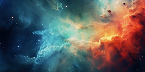 Fototapeta na wymiar Colorful misty nebula in the outer space background