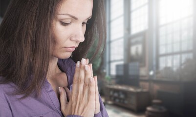 Christian person prayer, religion concept