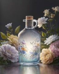 Obraz na płótnie Canvas flowery bottle