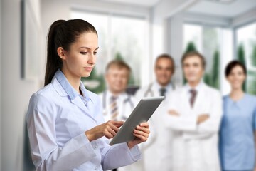 Young healthcare doctor hold digital tablet for research