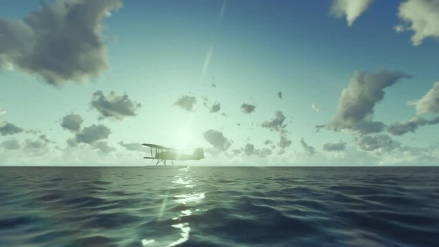 Seaplane background video animation in 3D