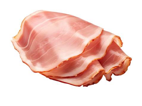 slices of ham isolated on transparent background
