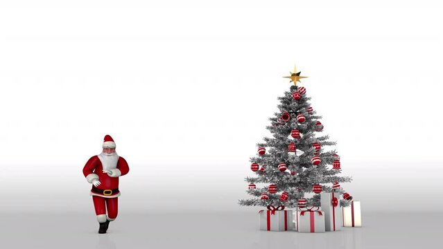 Santa and Christmas Tree Bright Background video animation
