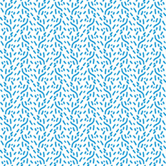 Blue Stripes and Strokes Seamless Pattern on White 