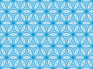 Blue Geometric Flowers Seamless Pattern 