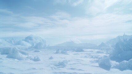 Obraz premium Frozen Extraterrestrial: Ice Snow Alien Planet Landscape Captured on 35mm Film Generative AI