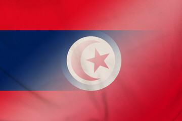 Laos and Tunisia political flag transborder negotiation TUN LAO