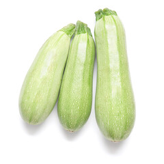 Fresh green zucchini on white background