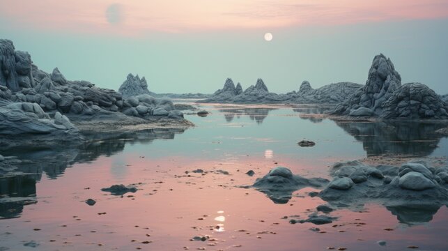  Water Alien Planet Landscape Captured in a Photograph Generative AI