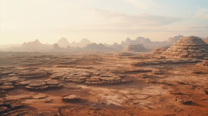 Naklejka premium Alien Planet Landscape in Rainy Weather Generative AI