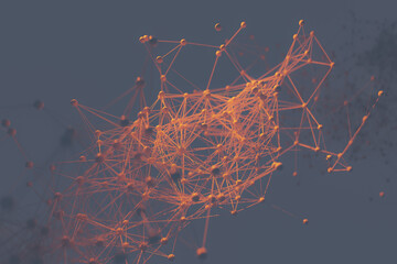 Science and technology concept background connected by lines like atomic fractal structure, 3d rendering