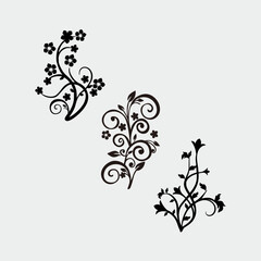 abstract floral design for print. floral design element in black and white
