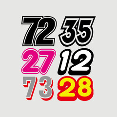numbers sport for print and cutting sticker.  selected number for car or  motor sport