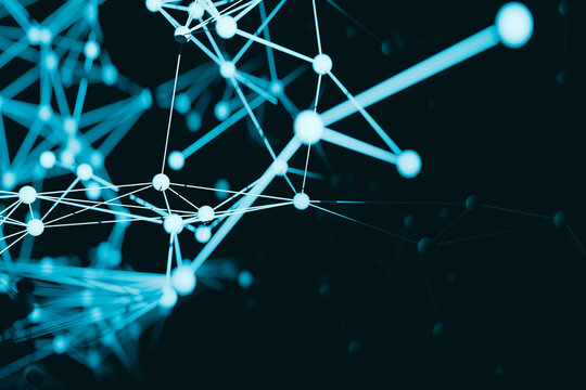 Science and technology concept background connected by lines like atomic fractal structure, 3d rendering - Powered by Adobe