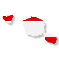 Tahiti flag map with clipping path 3d illustration