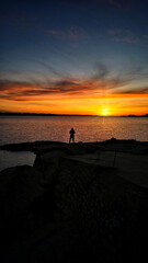 Fototapeta premium sunset sea sardinia alone freedom solitude 