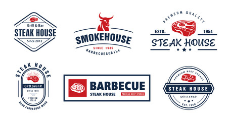 Steak House Typography Label. Premium Quality Emblems, Trendy design. Logo Template. Vector Illustration.